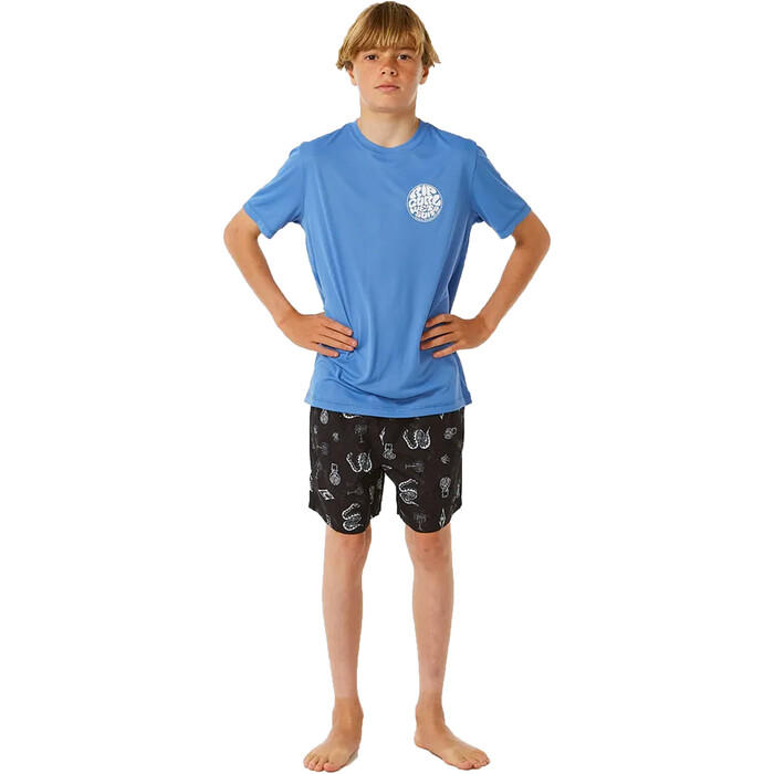 Rip Curl Jungen Surflite 2024 Icons UPF Kurzarm-Lycra-Weste 12ABRV - Blue Yonder